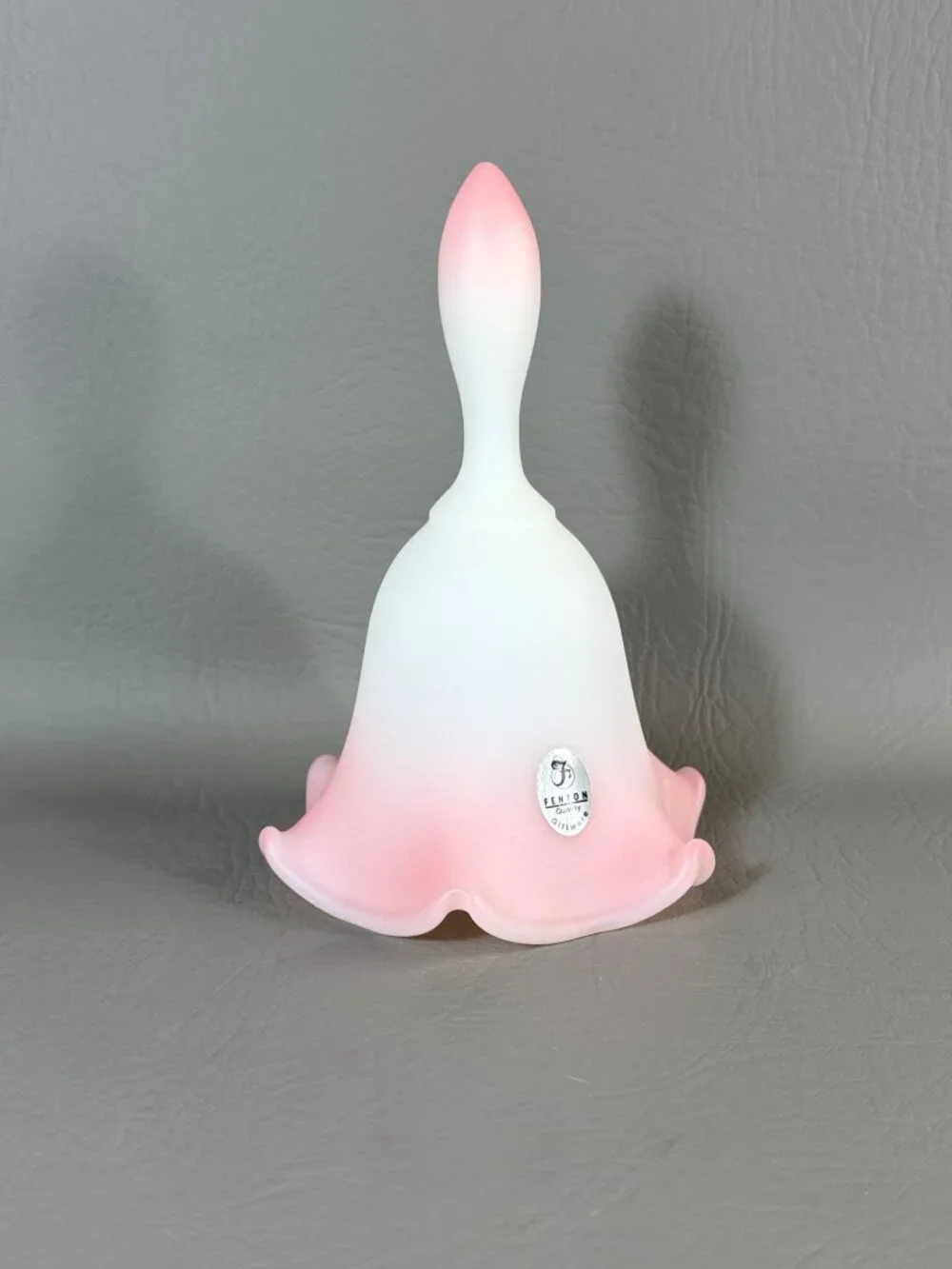 Vintage Fenton Art Glass Bell Hand-Painted Floral Signed M. Kibbe Satin Pink